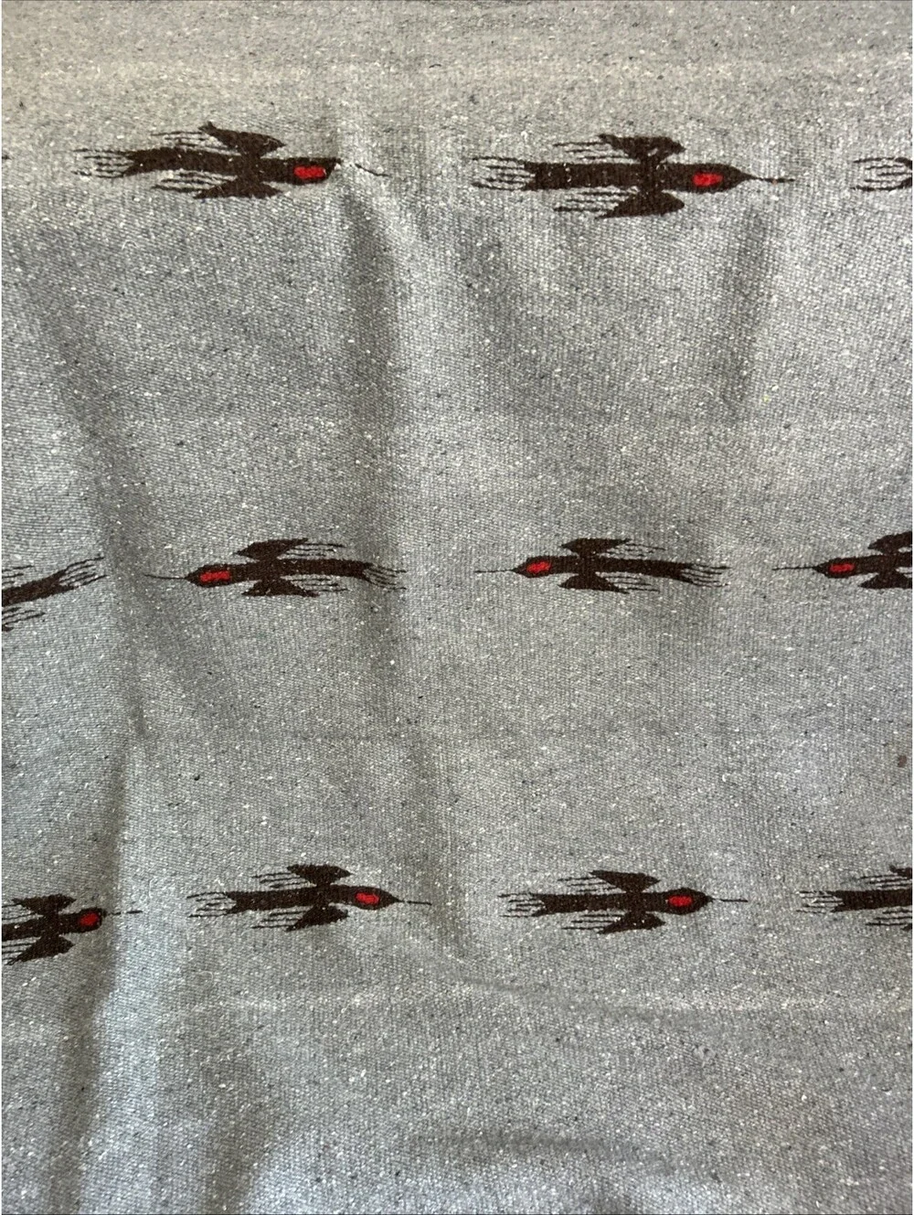 Vtg Wool Mexican Themed Blanket